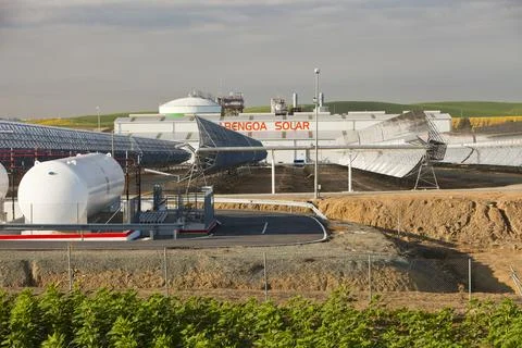 Part of the Solucar solar complex owned by Abengoa energy, in Sanlucar La May Stock-Fotos