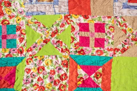 Part of stitched crumpled patchwork scarf Stock Photos