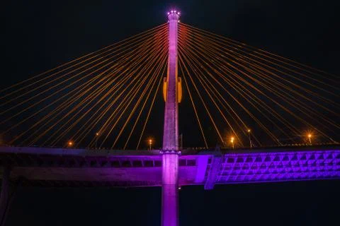 Part of suspension bridge, pattern of wire rope at suspension Bhumibol bridge Stock Photos