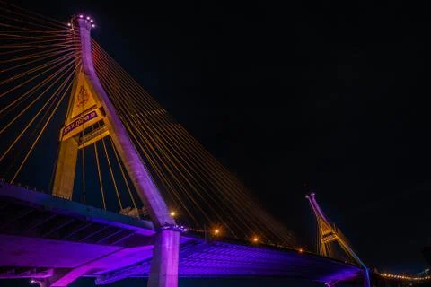 Part of suspension bridge, pattern of wire rope at suspension Bhumibol bridge Stock Photos
