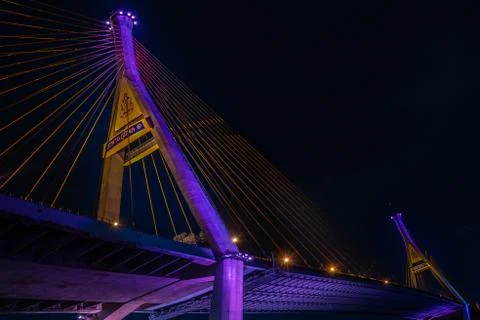 Part of suspension bridge, pattern of wire rope at suspension Bhumibol bridge Foto stock