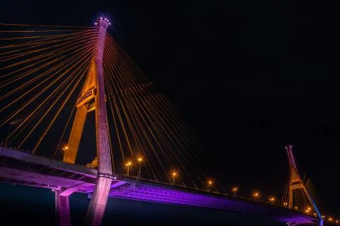 Part of suspension bridge, pattern of wire rope at suspension Bhumibol bridge Stock Photos