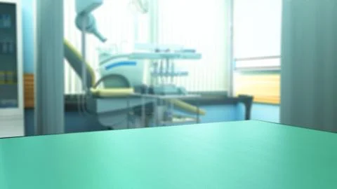 Part of the table in the dental office 3d render Illustrazione stock