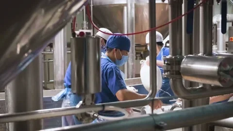 Part of the technological process in a dairy plant. Stock Footage 161510312