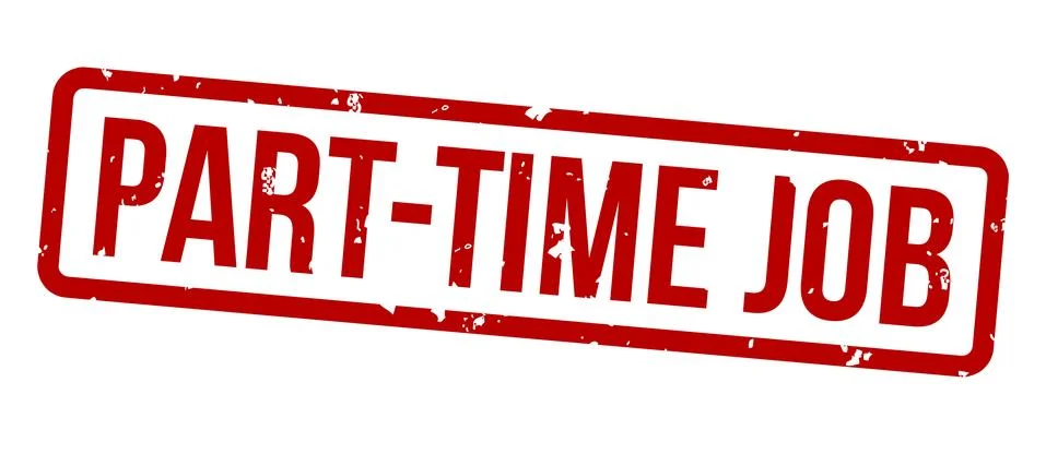 Part-time job square grunge red stamp badge Stock Illustration