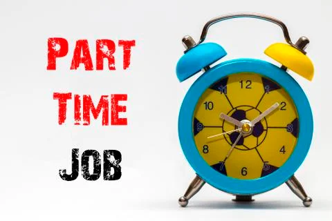 Part Time Job on a white background. Retro alarm clock Stock Illustration