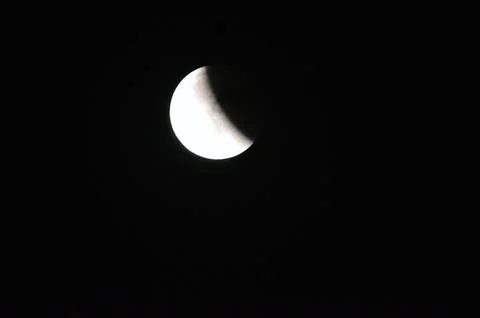 Part of the total lunar eclipse that happened on Sunday, September 7, 2025,.. Stock Photos