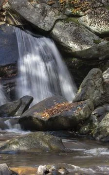 Part of trap falls in willard brook during autumn Stock Photos