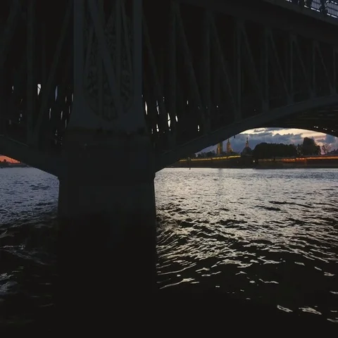 Part of Trinity Bridge , Neva river. Russia, St. Petersburg Stock Footage 69294793