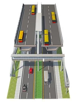 Part of a two-level road with an elevated walkway Stock Illustration