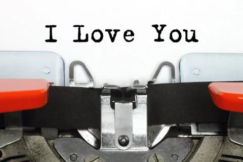 Part of typing machine with typed I Love You words Stock Photos