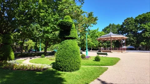 Part view at summer in the famous and public Thabor Park or Parc du Thabor Stock Footage 282445772
