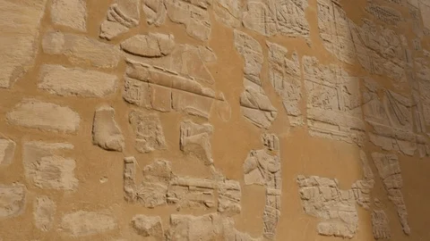 Part of the Wall of Karnak Temple Stock Footage 128037198