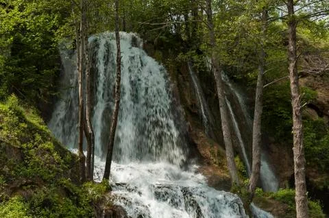 Part of waterfall cascade, river Bigar in Serbia Stock Photos