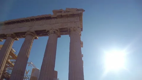 Partenone hyperlapse, timelapse, motionlapse. Camera rotation movement. Stock Footage 136203078