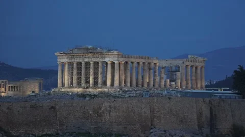 Parthenon on the Acropolis at Twilight. (50 chars) Stock Footage 327763418