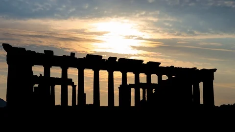 Parthenon: Ancient Temple of Athena, Acropolis in Athens, Time Lapse at Sunrise Stock Footage 117633703