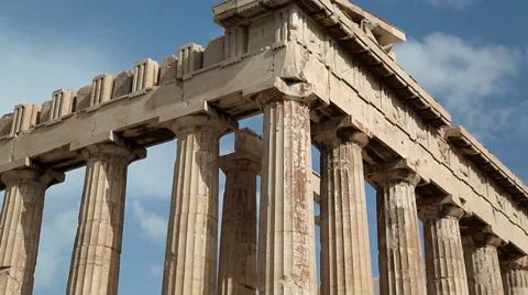 Parthenon - ancient temple in Athenian Acropolis, Greece Stock Footage