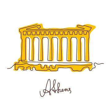 Parthenon, Athens one line vector illustration. Stock Illustration