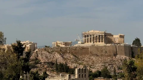 Parthenon of Athens time lapse with approaching zoom Stock Footage 76647381
