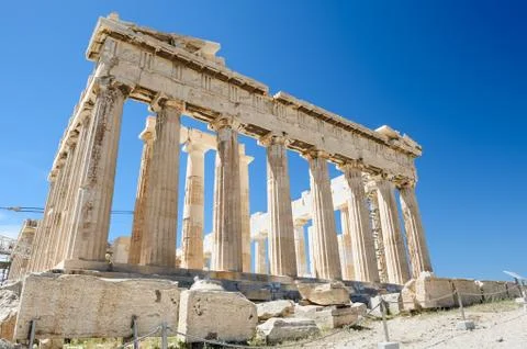 Parthenon columns at sky background Stock Photos