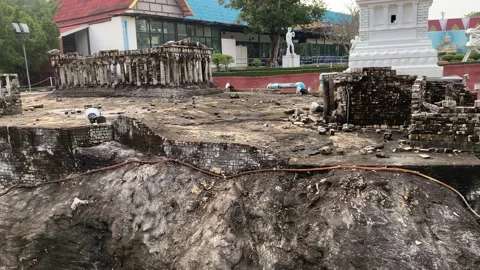The Parthenon Model at Mini Siam, miniature park tourist attraction in Pattaya Stock Footage 221188618