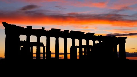 Parthenon: Ruins of Ancient Temple, Time Lapse at Twilight, Athens, Greece Stock Footage 114491637