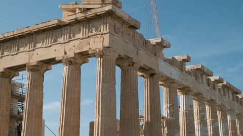 Parthenon temple with marble columns on the Acropolis in Athens, Greece. Ancient Stock Footage 286114846