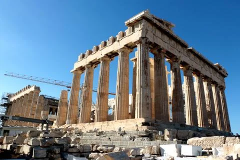 Parthenon Temple Under Construction, Acropolis, Athens, Greece Stock Photos