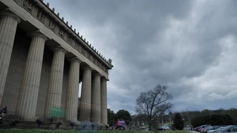 Parthenon Time Lapse Long Exposure Crowds Fast Moving Stormy Clouds Stock Footage 105543831
