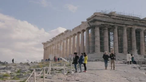 The Parthenon, under construction, at the Acropolis in Athens Video stock 150600421