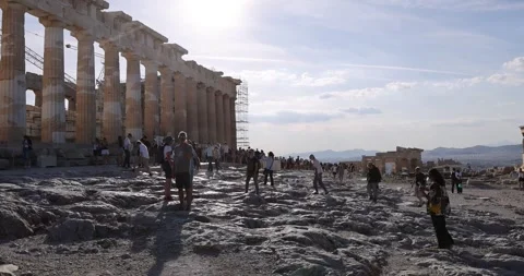 Parthenon Wide Angle Pan Slow Motion 1 Stock Footage 294274337