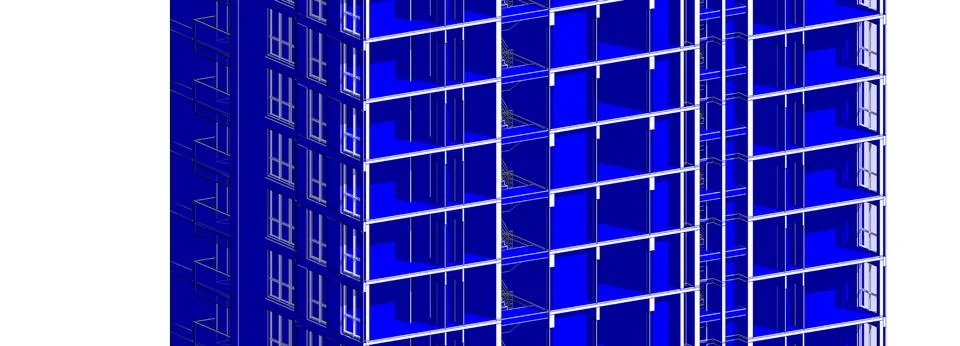Partial 3d cross section perspective of a residence building. Ilustración de archivo