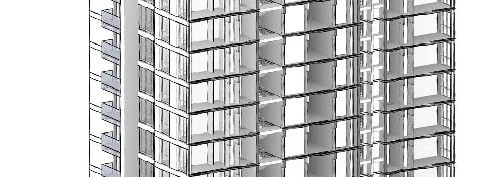 Partial 3d cross section perspective of a residence building. Ilustración de archivo