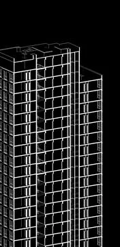 Partial 3d cross section perspective of a high rise residential building. Ilustración de archivo