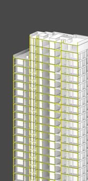 Partial 3d cross section perspective of a high rise residential building. Ilustración de archivo