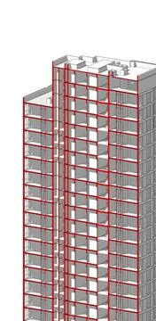 Partial 3d cross section perspective of a high rise residential building. Ilustración de archivo