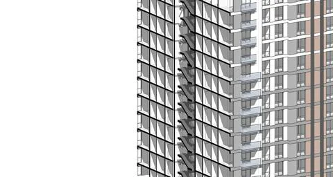 Partial 3d cross section perspective of a residential building. Ilustración de archivo