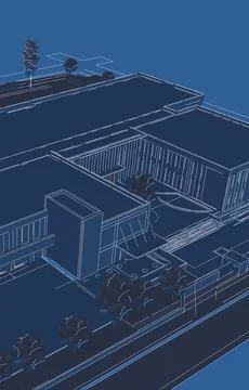 Partial 3d illustration of a school building campus Ilustración de archivo