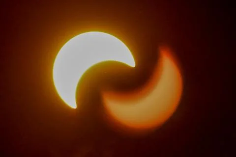 Partial annular solar eclipse in metro Atlanta, College Park, USA - 14 Oct 2023 Stock Photos