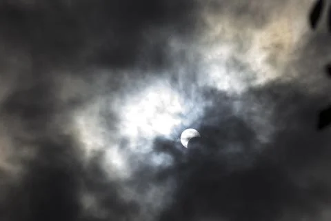 Partial Annular Solar Eclipse on October 14, 2023 Seen From Columbus, Ohio Stock Photos