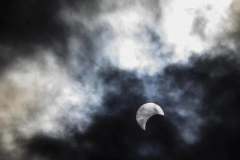 Partial Annular Solar Eclipse on October 14, 2023 Seen From Columbus, Ohio Stock Photos