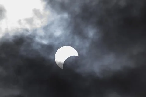 Partial Annular Solar Eclipse on October 14, 2023 Seen From Columbus, Ohio Stock Photos