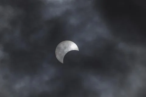 Partial Annular Solar Eclipse on October 14, 2023 Seen From Columbus, Ohio Stock Photos