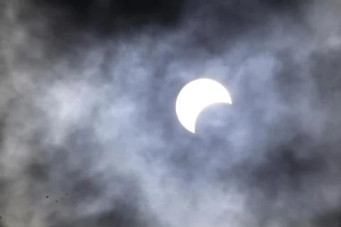 Partial Annular Solar Eclipse on October 14, 2023 Seen From Columbus, Ohio Stock Photos