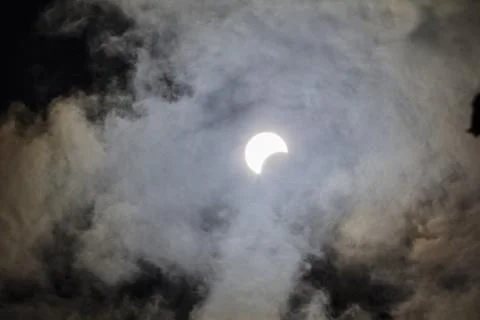 Partial Annular Solar Eclipse on October 14, 2023 Seen From Columbus, Ohio Stock Photos