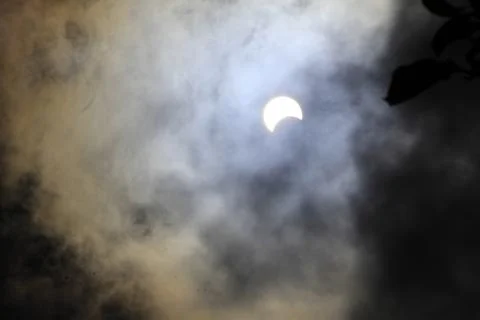 Partial Annular Solar Eclipse on October 14, 2023 Seen From Columbus, Ohio Stock Photos
