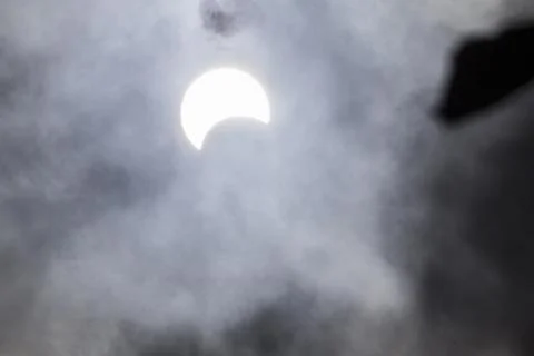 Partial Annular Solar Eclipse on October 14, 2023 Seen From Columbus, Ohio Stock Photos