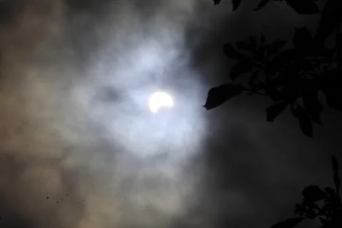 Partial Annular Solar Eclipse on October 14, 2023 Seen From Columbus, Ohio Fotos Stock