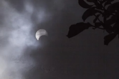 Partial Annular Solar Eclipse on October 14, 2023 Seen From Columbus, Ohio Stock Photos